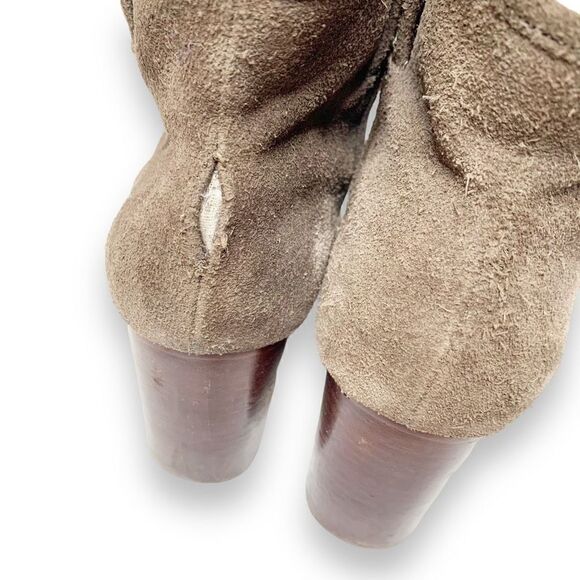 Splendid Lakota Taupe Tan Suede Stacked Heel Ankle Bootie Women’s Size 6 - FLAWS - Picture 4 of 10